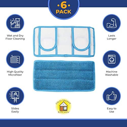 Microfiber Reusable Mop Pad | Durable Machine Washable Floor Cleaning Pads | Swiffer Compatible Dry Mop Pads (6 Pack) - Image 2