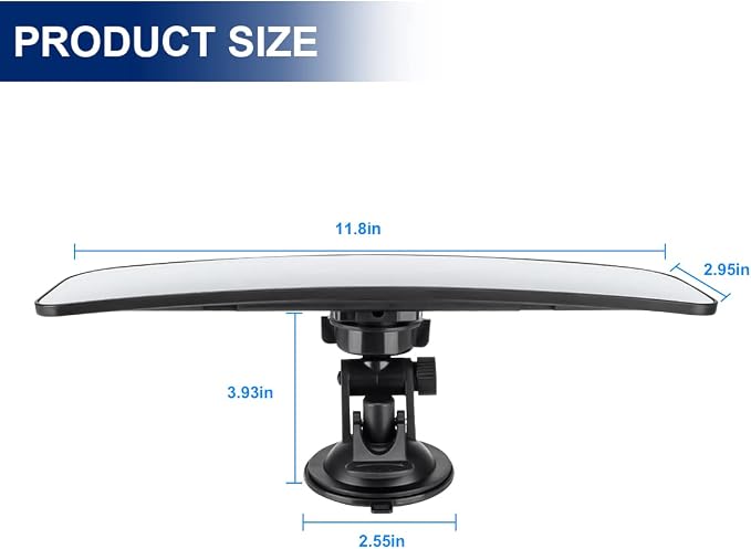 Car Rear View Mirror with Suction Cup, Anti Glare Wide Angle HD Auto Inside Rearview Mirror, 360 Degrees Adjustable Reduce Blind Spots, Universal for Vehicle, Marine, Boat, Truck, SUV, Van - Image 2