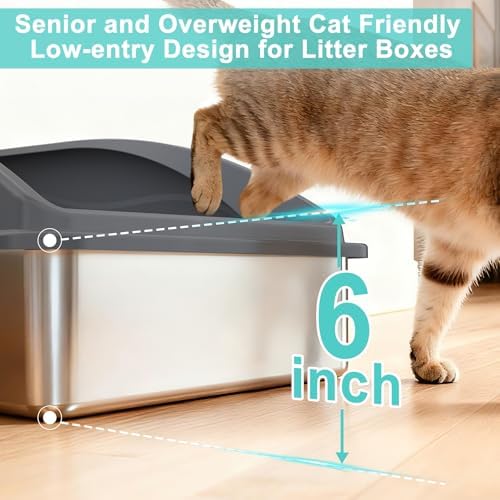 AIPERRO Stainless Steel Litter Box | XL Metal Cat Litter Boxs with Lid - Image 4