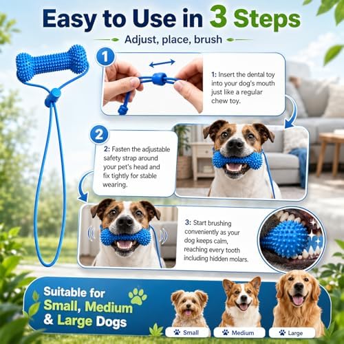 2Pcs Dual-Action Canine Dental Prop,Dog Toys Dual-Action Teeth Cleaning Mouth Prop,Dogs Chew Toys,Brushing Your Dog'S Teeth is Easier,Pet Oral Care for Small,Dog Mouth Opener for Medium and Large Dogs - Image 6