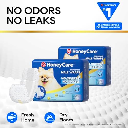 HONEY CARE All-Absorb A27 Male Dog Wrap, 50 Count, Extra Small - Image 6
