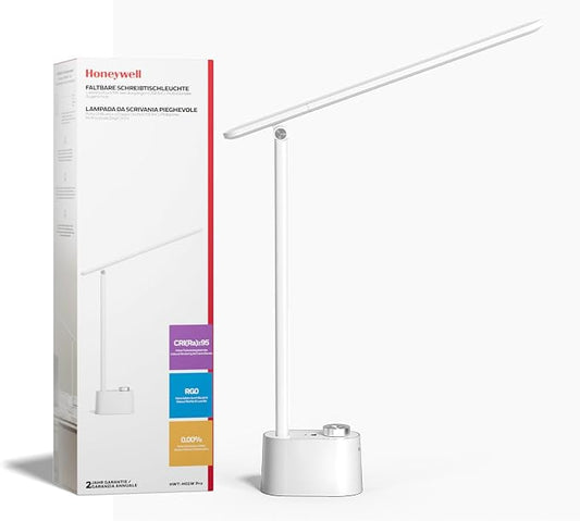 Honeywell H01 Pro Sunturalux Compact LED Desk Lamp Full Spectrum | CRI≥95, Low Blue Light, Flicker-Free, 3000K-5500K, Small Desk Light for Working, Study, White by HoneywellAirComfort