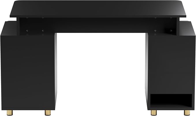 Techni Mobili 57"W Computer Desk w/ 3 Drawers & Storage Cabinet, Black/Gold | Home office workstation, durable construction, everyday productivity, Ideal for home office, Workspace organization - Image 6