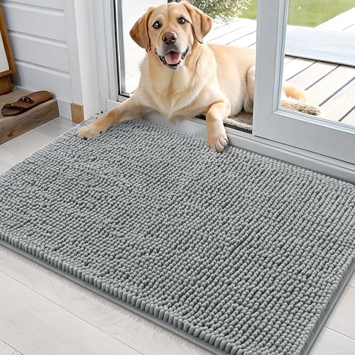OLANLY Dog Door Mat for Muddy Paws 36x24, Super Absorbent Chenille Mud Mat by OLANLY