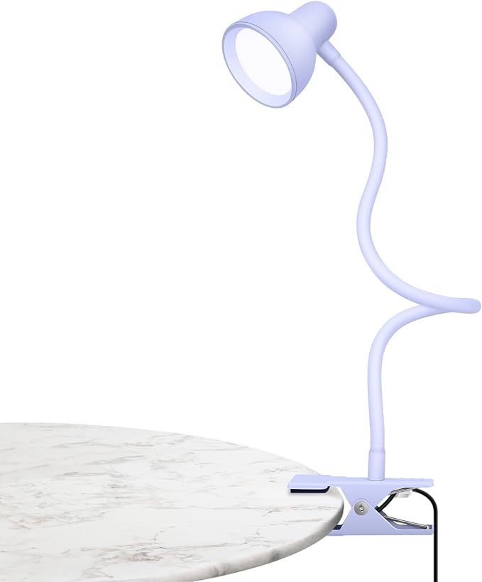 LiFMIRA Desk Lamp Clip on Lamp for Bed, LED Reading Light for Bed Purple | 3 Colors 10 Dimmable Brightness, LED Book Light for Reading in Bed Flexible Clip on Light Clamp Lamp for Bed Headboard Desk by LiFMIRA