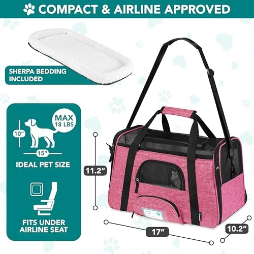 PetAmi Airline Approved Pet Carrier for Cats Small Dogs, Small Heather Pink - Image 2