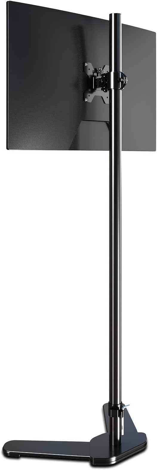Single Tall Monitor Mount, Extra Long Computer Stand with 47 inch Pole, Floor Computer Stand, Free-Standing Monitor Desk Mount Support 13 to 27 inch Screen,22lbs by PholitenMonitorArm