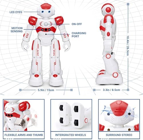 KingsDragon RC Robot Toys for Kids, Gesture & Sensing Programmable Remote Control Smart Robot for Age 3 4 5 6 7 8 Year Old Boys Girls Birthday Gift Present,Red - Image 2