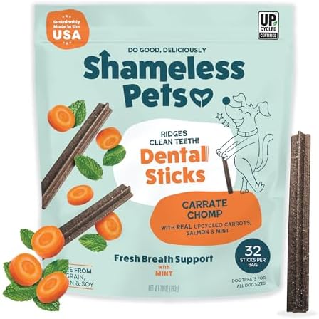 Shameless Pets Carrot & Mint Dental Chews for Dogs, 32 Chews by SHAMELESSPETS