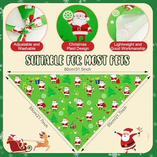 Weewooday 50 Pcs Christmas Bandanas for Dogs Xmas Bandanas Bulk with Santa Snowflake Candy Cane Soft Bibs Adjustable Triangle Doggie Scarf for Small Medium Large Pet (31.5 x 21.7 x 21.7 Inch) - Image 3