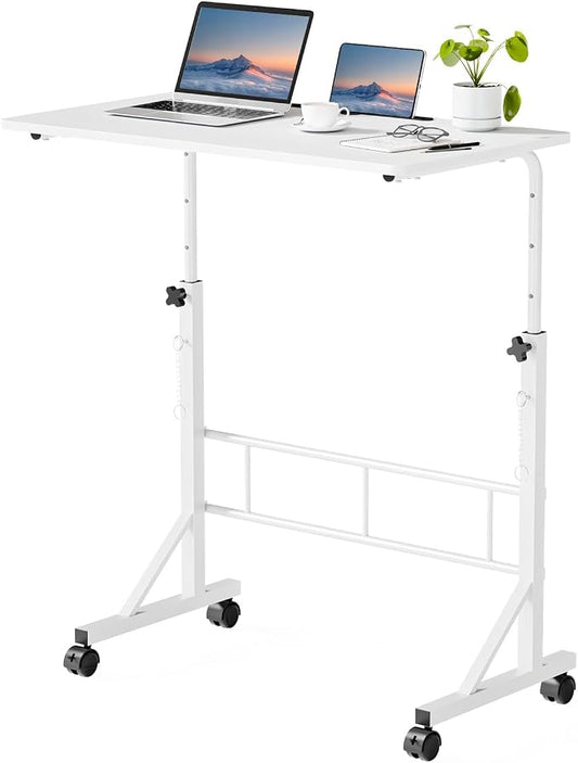 DUMOS 31.5" Walking Pad Desk, Laptop Desk, Home Office | Lockable Wheels, Adjustable Height, Portable Rolling Design, Treadmill Use, Stand Up Style, White by DumosLifestyle