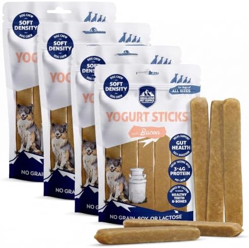 Himalayan Dog Chew Yogurt Sticks, Bacon Flavor, 5 Pieces, Pack of 4 | Prebiotic & Probiotic | Grain-Free | USA Made by HimalayanDogChew