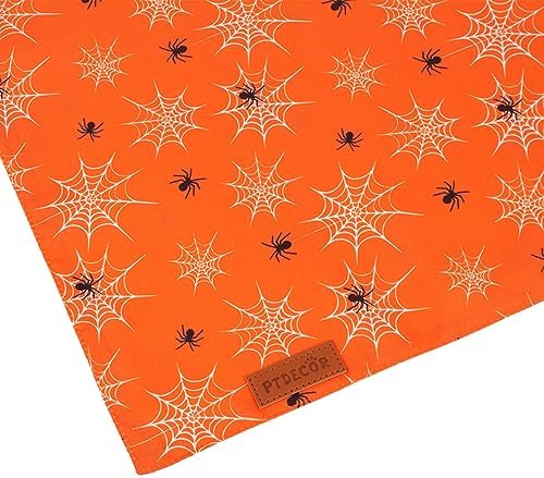 PTDECOR Orange Halloween Dog Bandana, Ghost Spider Web Pet Scarf, Large - Image 6
