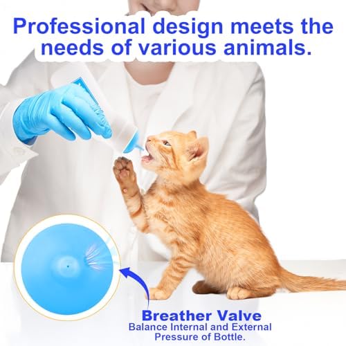 3 Pack Kitten Silicone Nursing Bottle,Silicone Feeding Nipple, Reusable Newborn Kitten Supplies, Suitable for Feeding Kitten, Puppy, Rabbit, Hamster (Blue, Small+Medium+Large) - Image 4