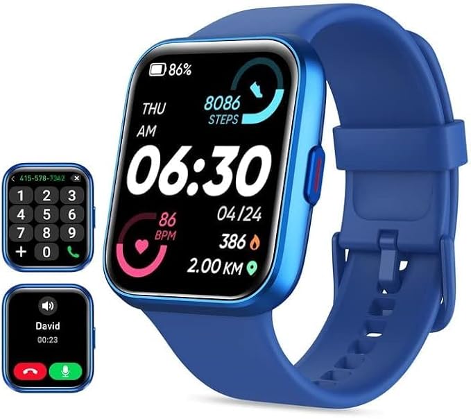 Smart Watch for Women Android & iPhone, Alexa Built-in, 1.8" Touch Screen Fitness Tracker with Answer/Make Calls, IP68 Waterproof Heart Rate/Sleep/SpO2 Monitor, Pedometer, 100+ Sport Modes, Dark Blue by Tensky