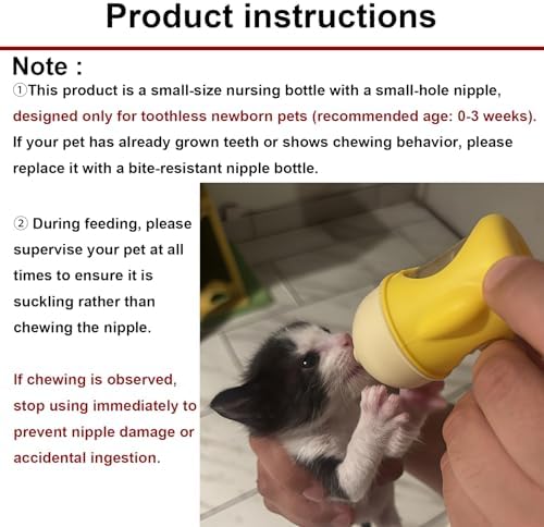 Pet Nursing Bottle, Yellow Animal Feeding Bottles with Soft Silicone Nipple, Anti-Choking Design, Slow Flow Kitten Bottle Feeding kit for Puppies, Kittens and Small Animals (20 ml) - Image 5