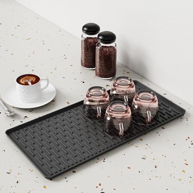 Coffee Mat, Dish Drying Mat 2 in1 Coffee Maker Mat for Kitchen Counter, 16"x24" Silicone Bar Pad, Anti-Slip, Heat Resistant Drip Pad for Espresso Machines, Dinner Plates, Ice Cream Machines - Image 4