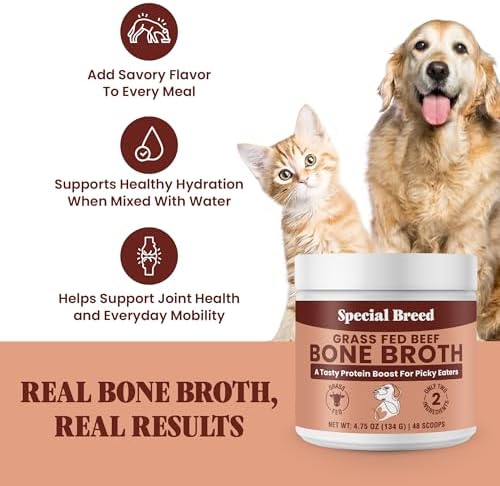 Bone Broth Powder for Dogs and Cats - Dog & Cat Food Topper for Picky Eaters - Grass Fed Beef Bone Broth Supplement - Supports Hydration, Joint, Immunity & Heart Health - Serve Dry or Wet - 4.75oz - Image 2