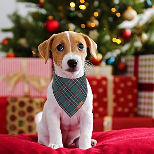 ADOGGYGO Christmas Dog Bandana 2 Pack, Stylish Plaid Pet Scarf, Premium Cotton Fabric, Multiple Sizes Offered, Christmas Bandanas for Small Dogs Pets (Small) - Image 3
