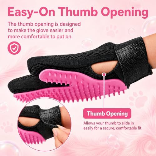 BYETOO Pet Dog Cat Grooming Glove with 261Tips,Gentle Deshedding Brush Glove,Efficient Pet Hair Remover Mitt,Massage Tool with Enhanced Five Finger Design,for Dog,Cat,Rabbit,Horse with Long/Short Fur - Image 4