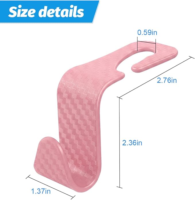 4PCS Car Seat Headrest Hooks, Auto Back Seat Hanger Holder, Durable Stylish Vehicle Organizer Universal Car Interior Accessories, Storage Hooks for Purses, Bags, Clothes (Carbon Fiber/Pink) - Image 2