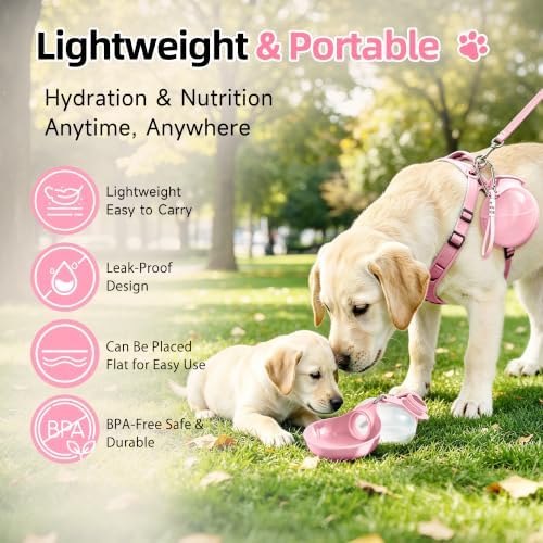 Dog Water Bottle Portable Pet Travel Bowl 2in1 Pet Drinking Feeder for Walk Outdoor 13.5oz Leak-Proof Dog Water Dispenser - Image 6