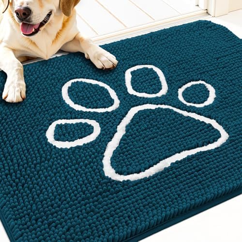 OLANLY Dog Door Mat for Muddy Paws 32x20, Paw Print Design Chenille Mud Mat by OLANLY
