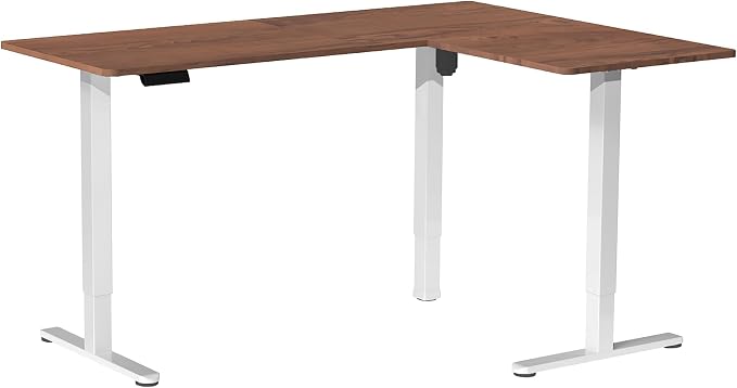 VIVO Dark Walnut 63 x 47 in Corner Standing Desk, DESK-E3CTWD-47 | Electric, Reversible L-Shaped Table, Sit Stand, Height Adjustable, Memory Controller, Office Furniture Sets, White Frame - Image 9
