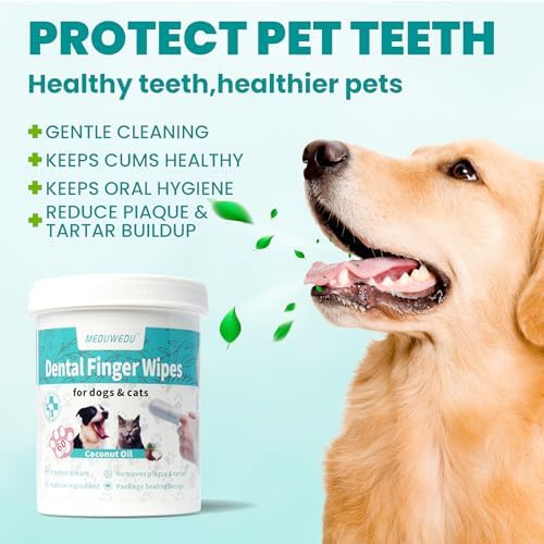 MEDUWEDU Dental Care Finger Wipes 60 Counts,Teeth Cleaning Finger Wipes for Dogs & Cats,Reduces Plaque & Supports Oral Freshness, Unscented - Image 2