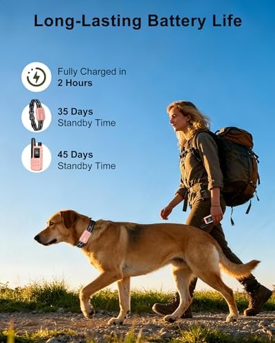 Dog Shock Collar - 4500FT Dog Training Collar with Remote, IPX8 Waterproof Electric Dog Collar with 4 Training Modes, Security Lock, Rechargeable eCollar for 10-120lbs Dogs(Pink) - Image 6