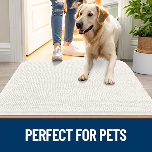 OLANLY Dog Door Mat for Muddy Paws 47x32, Super Absorbent Chenille Mud Mat - Image 6