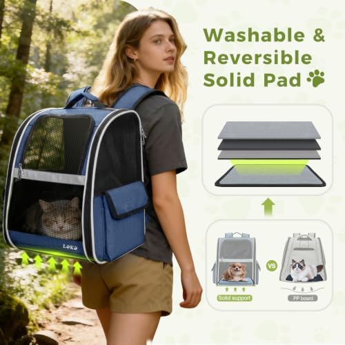 Lekereise Dog Carrier Backpack for Small Medium Dogs Cats up to 18 lbs, Breathable Pet Backpack Carrier with 3 Entrances, Collapsible Cat Backpack Carrier, Travel Hiking Puppy Backpack - Image 5