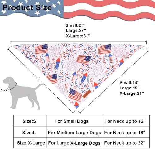 ADOGGYGO American Flag Dog Bandana, White Blue 4th of July Flag Pet Scarf, Premium Durable Fabric, Adjustable Fit 4th of July Bandanas for Small Dogs Pets (Small) - Image 4