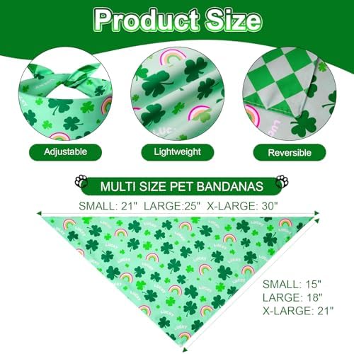 St. Patrick's Day Dog Bandanas XLarge 3PCS, Green Scarf for Boy Girl - Image 3