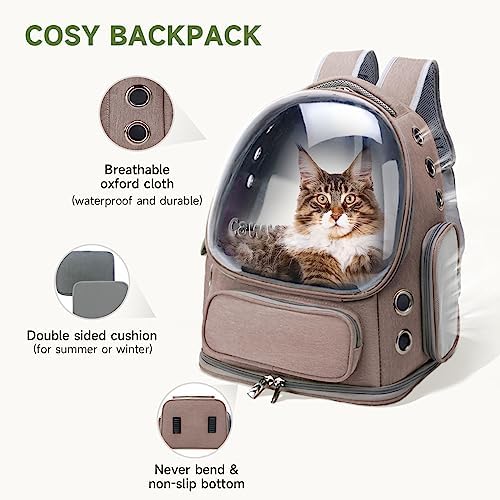Cawypety Cat Backpack Carrier Large Space Bubble Backpack up to 12lbs Khaki - Image 5