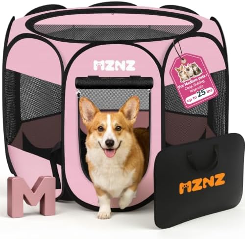 Dog Cat Small Animal Puppy Playpen Crate, Medium, Whole Pink by MZNZ