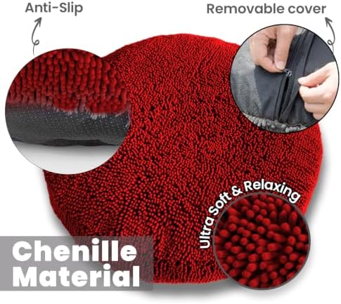 Muddy Mat® Cloud K-9 Bed for Dogs & Cats, Soft & Relaxing Donut Dog Bed, Chenille Material, Removable Cover, Washable & Dryer Safe–Red Large(40'x40') - Image 2