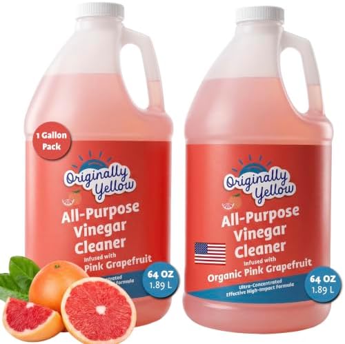 Originally Yellow Grape Fruit Vinegar For Cleaning Purpose | USA Made All Purpose Cleaner | Use as Glass, Kitchen & Floor Cleaner | Plant Derived Cleaning Vinegar 1 Gallon in 2 pack | 128 Oz by OriginallyYellow