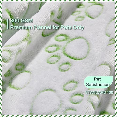 Green Soft Puppy Blanket, with Flannel Green Cute Paw Print, 24 * 32 inches, Cat Blanket Puppy Pads Supplies Dog Products Stuff Essentials - Image 2