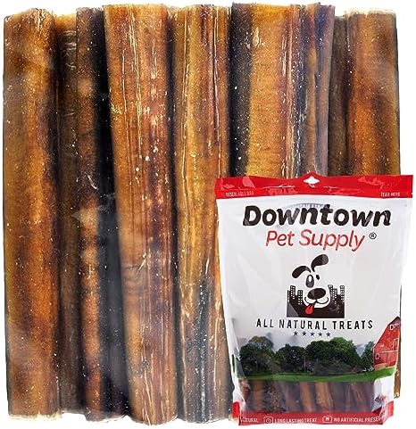 Downtown Pet Supply Jumbo Bully Sticks for Dogs - Natural Beef Chews, Low-Odor & Rawhide-Free, Long Lasting Dog Treats for Aggressive Chewers - Healthy, Safe & Delicious Chews Dogs Love (12" 24 Pack) by DowntownPetSupply