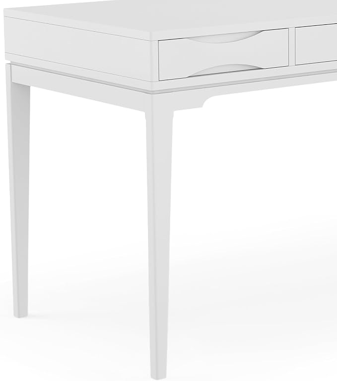 SIMPLIHOME Harper Desk - 60 Inch Wide Solid Wood Writing Desk in White, Mid-Century Modern Home Office Computer Table for Workspace or Study with 2 Drawers and Flip-Down Keyboard Tray - Image 9