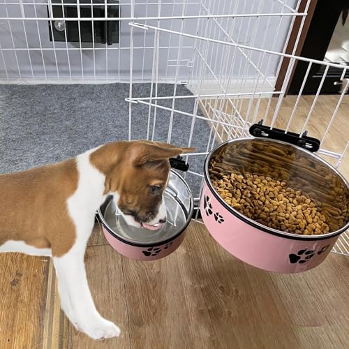 2Pcs Kennel Dog Crate Water Food Bowls No Spill for Puppy 34 & 54 OZ - Image 6