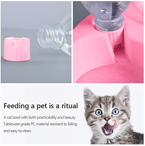 MILIFUN Double Dog Cat Bowls - Pets Water and Food Bowl Set, 15°Tilted Water and Food Bowl Set with Automatic Waterer Bottle for Small or Medium Size Dogs Cats - Image 5