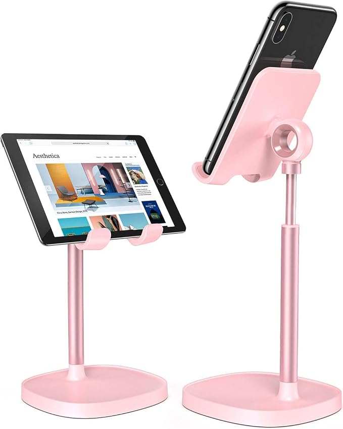 LISEN Cell Phone Stand Phone Holder for Desk, Gaming for Nintendo Switch | Pink Desk Accessories for Women Office Cute, Vanity Decor Pink Gifts Girls, Kawaii Bathroom Dorm Room Essentials Decor by Lisen