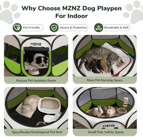 Dog Cat Small Animal Puppy Playpen Crate, Large, Green - Image 3
