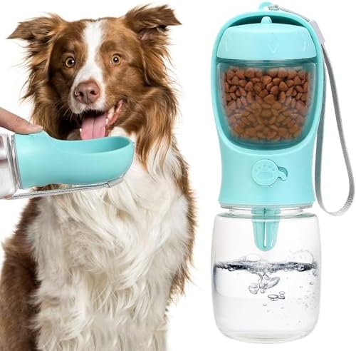 Bestac Portable 2-in-1 Pet Food & Water Feeder Leak-Proof Travel Bowl, Hiking & Walking Pet Water Dispenser (Blue, 350) by Bestac