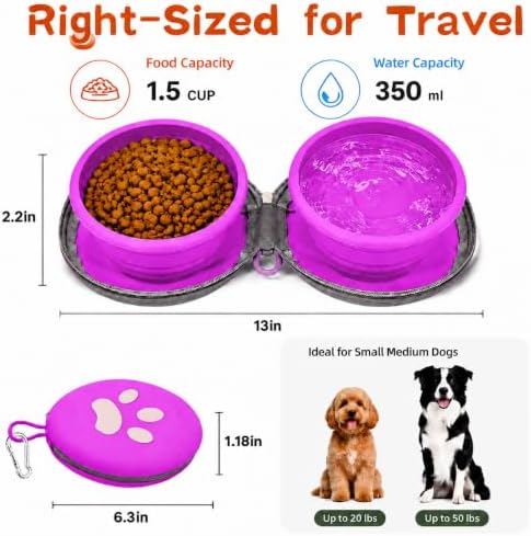 2-in-1 Collapsible Dog Travel Bowl Portable Silicone Carabiner - Image 4