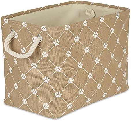 Bone Dry Pet Storage Paw and Bone, Trellis Collection, Medium Rectangle, 16x10x12, Taupe by BoneDry