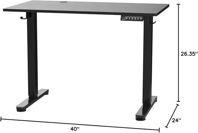 ErGear Height Adjustable Electric Standing Desk, 40 x 24 Inches Sit Stand up Desk, Memory Computer Home Office Desk, Black - Image 3