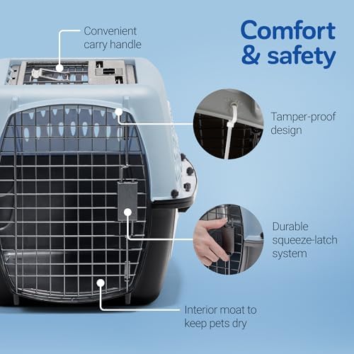 Petmate Two Door Plastic Pet Kennel for Small Dogs and Cats, 24in, Blue - Image 5